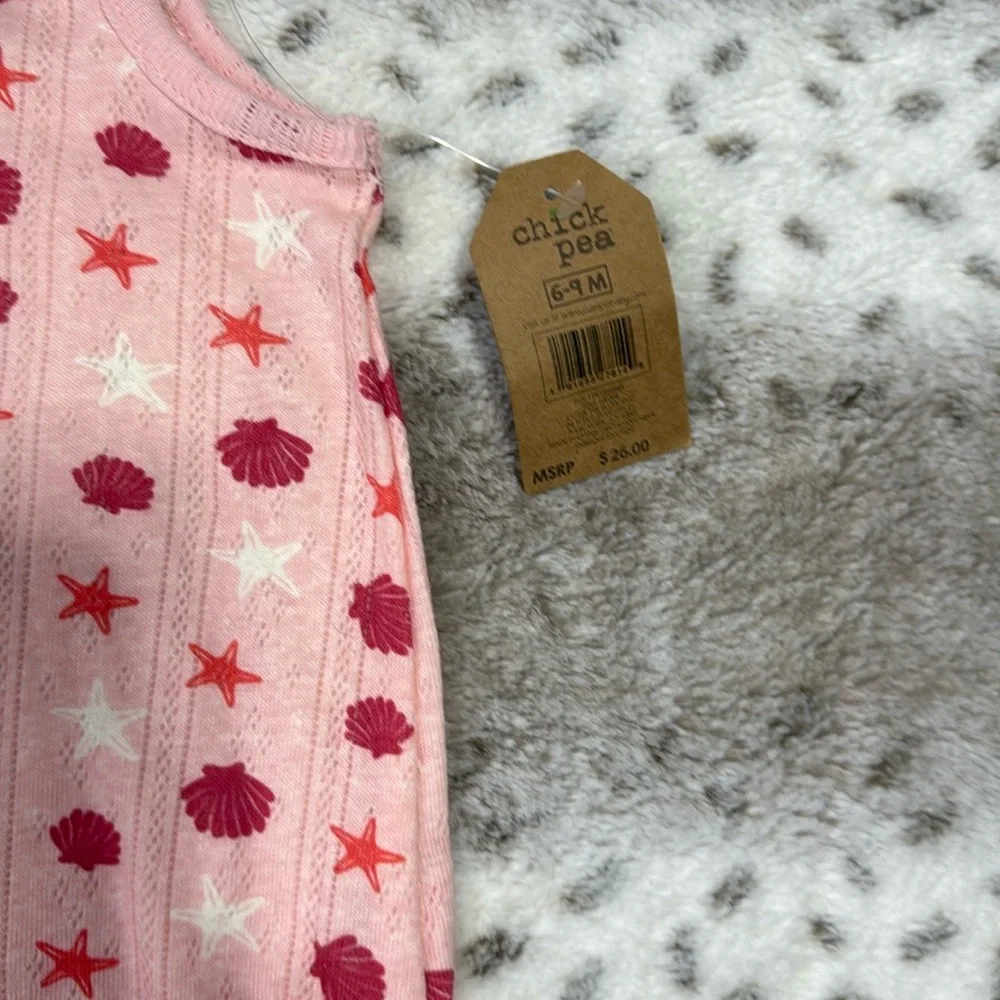 NWT! Chick Pea matching set baby girls 6-9 months tropical seashell resortwear